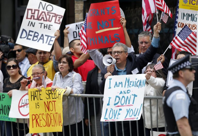Cohen called on anti-Trump protesters who have disrupted his rallies to resist further attempts. (AP Photo/Charles Rex Arbogast, File)