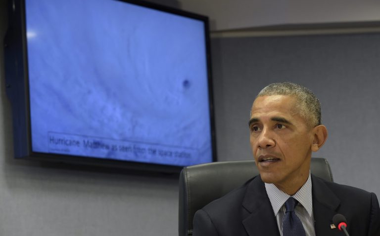 Obama also asked the public to help Haiti and other poor countries in the hurricane's path. (AP Photo/Susan Walsh)