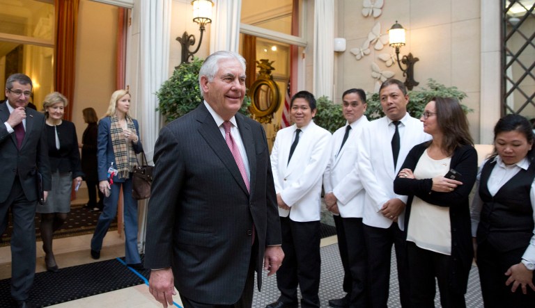 Secretary of State Rex Tillerson has statutory authority to accept funds for foreign service buildings, such as U.S. embassies or ambassador residences. (AP Photo/Virginia Mayo, Pool)