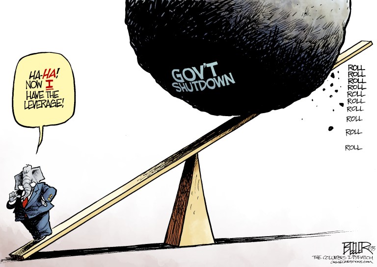 Editorial cartoon: Shutdown leverage