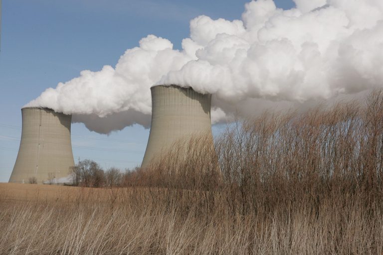 Steam billows from the cooling towers at Exelon's nuclear power generating station February 17, 2006 in Byron, Illinois. (Photo by Scott Olson/Getty images)