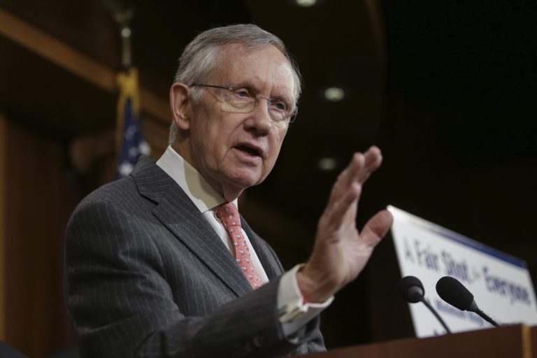 Senate Majority Leader Harry Reid told reporters on Wednesday the problems associated with signing up for Obamacare are not caused by the glitch-filled healthcare.gov website. (Graeme Jennings/Washington Examiner)