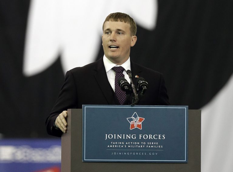 Dakota Meyer had been engaged to Bristol Palin, whose mother endorsed Donald Trump. (AP Photo/Mark Humphrey, FIle)