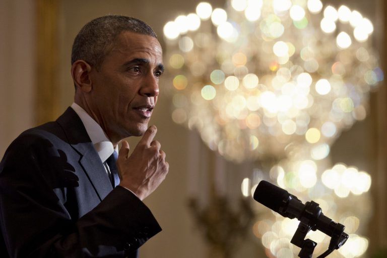 President Barack Obama speaks in the East Room of the White House in Washington, Friday, March 20, 2015, during the second-annual White House Student Film Festival. (AP Photo/Jacquelyn Martin)