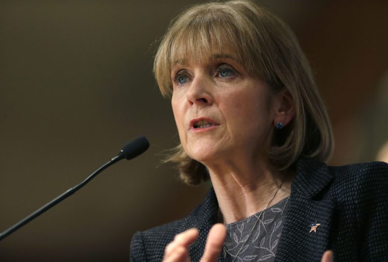 In this Jan. 23, 2014 photo, Massachusetts Attorney General Martha Coakley addresses a breakfast meeting of the Greater Boston Chamber of Commerce at a hotel in Boston. Coakley, a Democrat, is seeking the governor's office in the 2014 election. (AP Photo/Steven Senne)