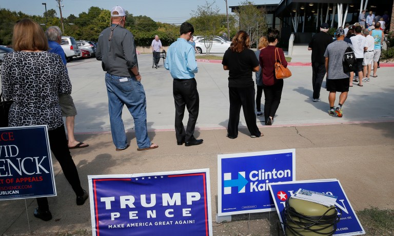 Millions of voters will head to the polls Tuesday with the presidency and the Senate majority on the line and both outcomes very much in doubt. (AP Photo/Tony Gutierrez, File)