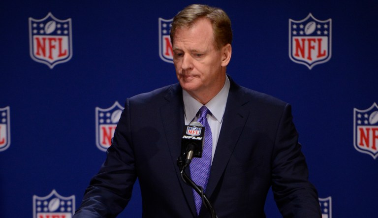 A series of national anthem protests at games have shined a spotlight on NFL Commissioner Roger Goodell and the league's declining TV ratings. (AP Photo/Paul Beaty)