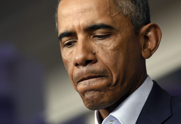 President Obama speaks in the James Brady Press Briefing Room in the White House in Washington, Monday. Taking a two-day break from summer vacation, Obama met with top advisers at the White House to review developments in Iraq and in racially charged Ferguson, Mo., two trouble spots where Obama has ordered his administration to intervene. (AP Photo/Susan Walsh)