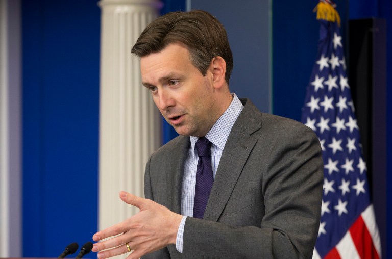 "I don't make much of those claims," presidential press secretary Josh Earnest said flatly, in response to a question about Antonio Sabato's accusation that Obama is a Muslim. Sabato made that claim after his Monday night speech at the Republican National Convention. (AP Photo/Pablo Martinez Monsivais)