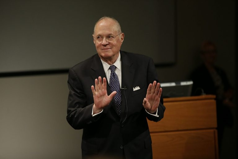 Supreme Court Justice Anthony Kennedy speaks at the University of Pennsylvania law school in Philadelphia last week. (AP/Matt Slocum)