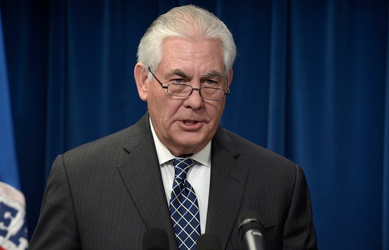 Tillerson will have to defend the deployment of a missile defense battery in South Korea that China regards as a threat, but he has a larger goal consulting with Chinese, Japanese, and South Korean leaders about how to contain the North Korean nuclear weapons threat. (AP Photo/Susan Walsh)