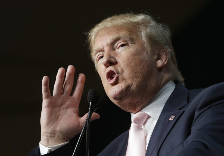 Republican presidential candidateÂ Donald Trump on Monday mocked former Florida Gov. Jeb Bush for having to consult his parents over the weekend about his floundering presidential run.Â (AP Photo/Alan Diaz, File)