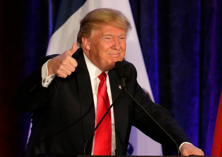 Trump compared Cruz's lengthy victory speech to Dean's infamous scream in his post-caucus speech in 2004. (AP Photo/Jae C. Hong)