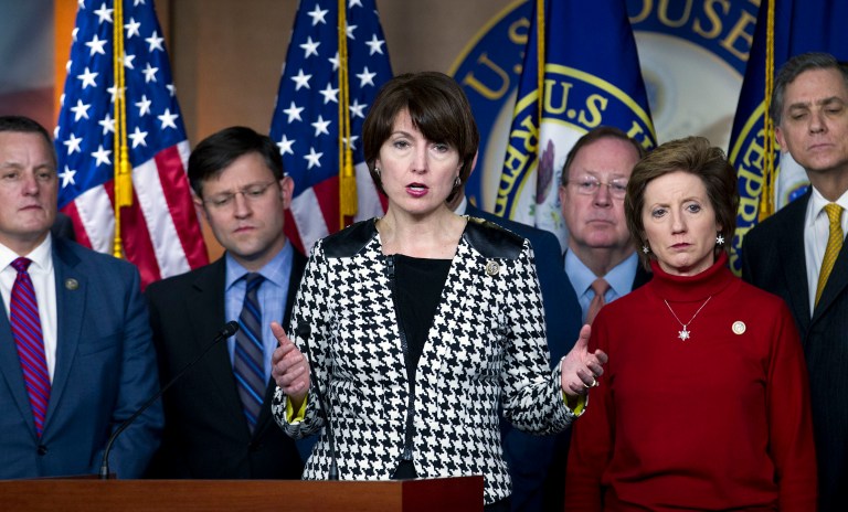 Republican Rep. Cathy McMorris Rodgers of Washington wrote the the chief administration officer of the House, asking he withhold her salary until the shutdown ends. (AP Photo/Jose Luis Magana)