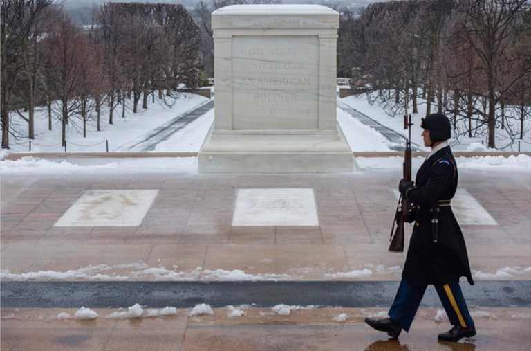 Nothing keeps the 3rd U.S. Infantry Regiment from guarding the Tomb of the Unknown Soldier. (Credit: 3d U.S. Infantry Regiment Facebook)