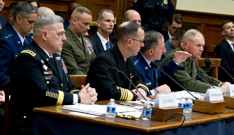 The military service chiefs have to be especially careful not to cross a line into domestic politics. (AP Photo/Jose Luis Magana)