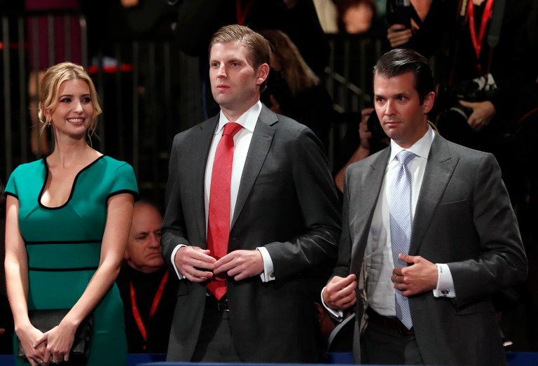 Ivanka, Eric and Donald Trump, Jr. have each said they do not intend to hold formal positions in their father's administration. (Rick T. Wilking/Pool via AP)