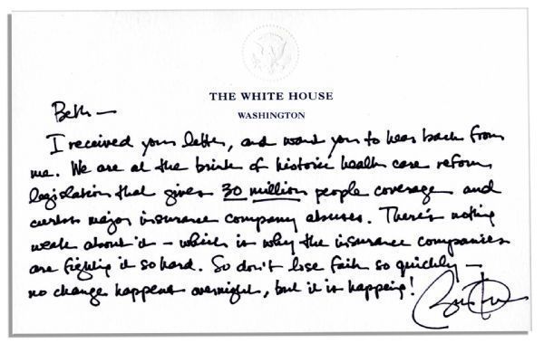 Obama health care letter fetches nearly $10,000 in auction