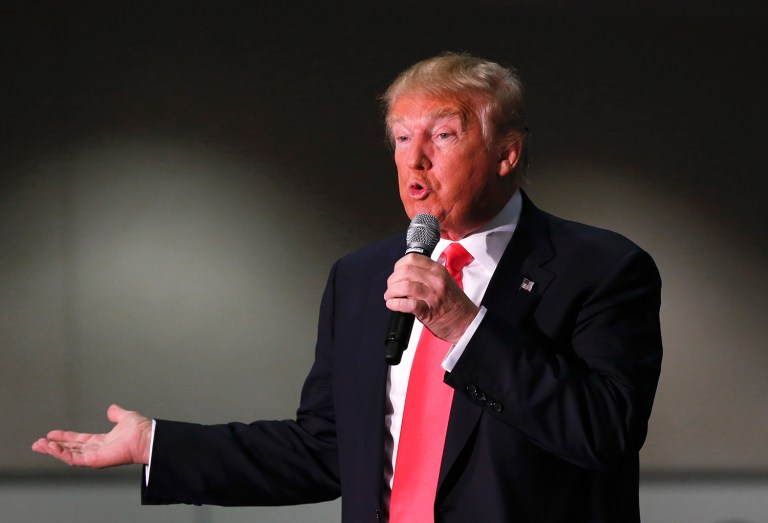 Republican presidential candidate Donald Trump's Washington State campaign office sent an email Friday morning seeking pro-Trump individuals to run to be delegates. (AP Photo/Paul Sancya)