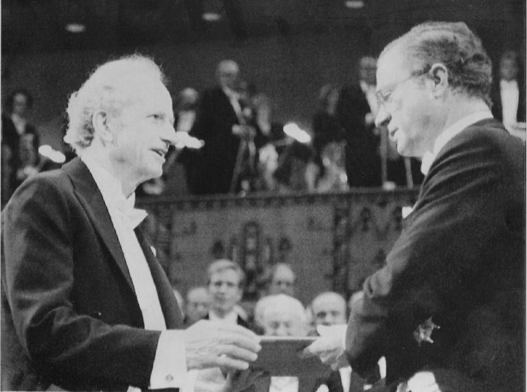 This Dec. 10 1992, file photo shows Gary S. Becker, left, from the University of Chicago, receiving the 1992 Nobel Economics Prize from the hands of Sweden's King Carl Gustaf, during the Nobel awarding ceremony in the Concert Hall in Stockholm, Sweden. Becker died Saturday, May 3, 2014, at Northwestern Hospital from complications after an extended illness. He was 83. (AP Photo/Tobbe Gustavsson,File)