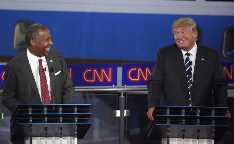 Donald Trump, will take center stage once again in the third debate with retired neurosurgeon Ben Carson, who's now leading Trump in Iowa.Â (AP Photo/Mark J. Terrill)