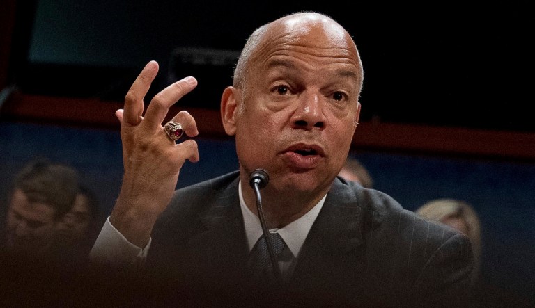 Former Homeland Security Secretary Jeh Johnson on Sunday encouraged the FBI to demand more resources if the agency needs them, after it failed to follow up on tips before the deadly school shooting in Florida Wednesday. (AP Photo/Andrew Harnik)