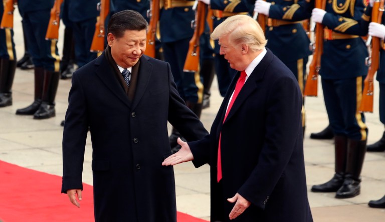 President Trump is visiting with Chinese President Xi Jinping as part of an extended tour of the Asia-Pacific region, visiting five countries while abroad. (AP Photo/Andrew Harnik)