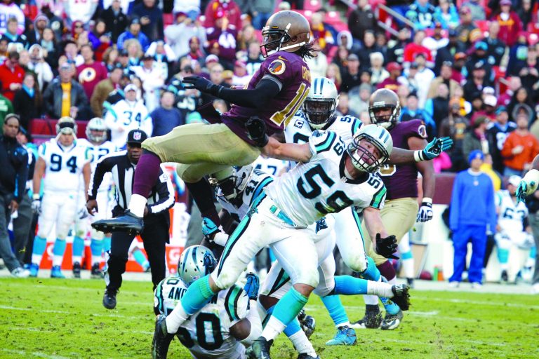 Jennifer Milbrett/The Washington Examiner
Robert Griffin III completed 23 of 39 passes for 215 yards and ran for 53 more as the Redskins lost to the Panthers on Sunday.