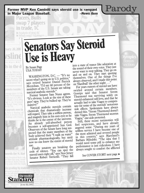 Steroid use is rampant in the U.S. Senate