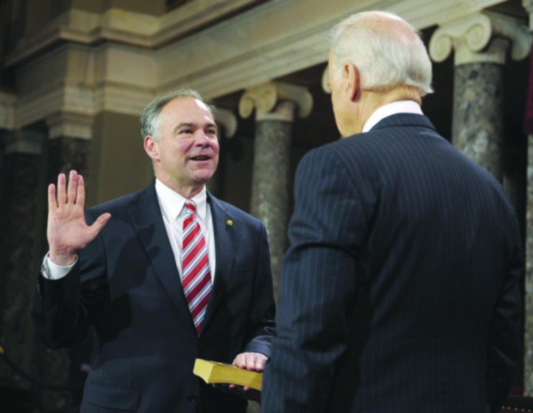 Tim Kaine sworn in at U.S. Senate as crucial year looms