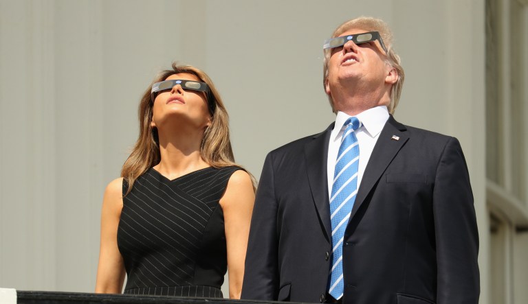 President Trump, along with first lady Melania Trump and their son Barron, watched the eclipse with millions of other people across the country on Monday. (AP Andrew Harnik)
