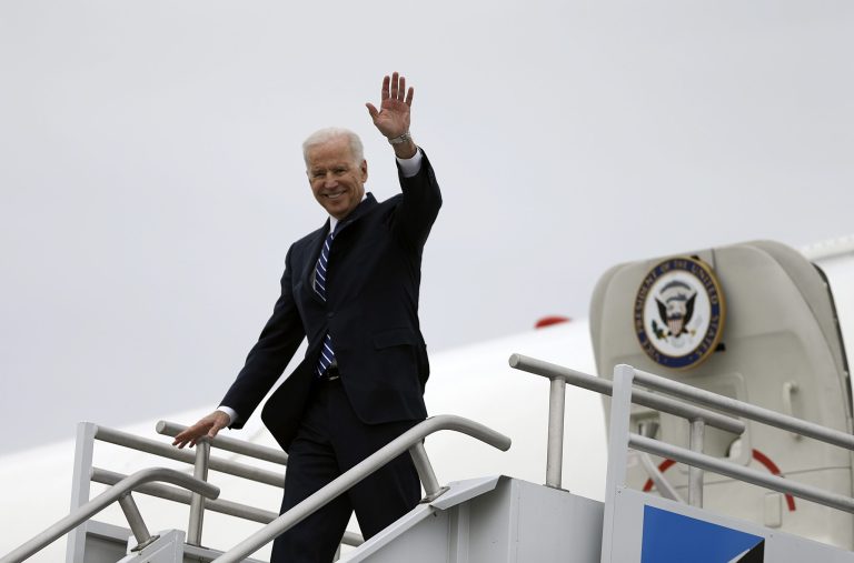 Vice President Joe Biden arrives at Hartsfield-Jackson Atlanta International airport Tuesday in Atlanta. (AP Photo/David Goldman)