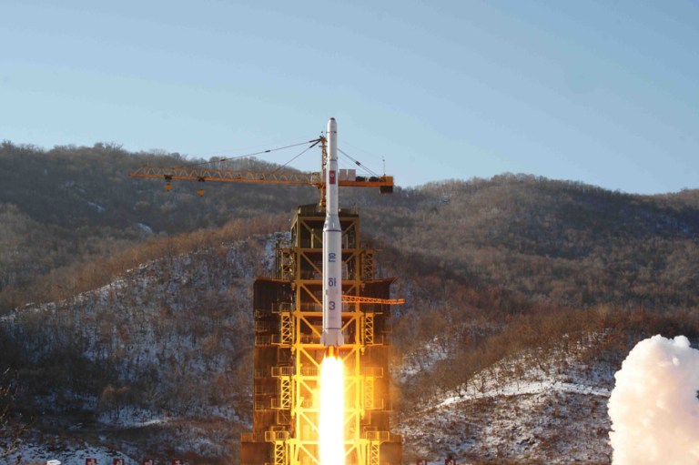 In 2012, North Korea said it was launching a rocket carrying a satellite, for peaceful purposes, but the U.S., Japan and South Korea said it was a cover for a long-range ballistic missile test. (AP file photo/KCNA)