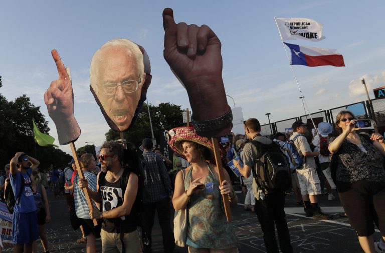 Many of the nearly 1,900 delegates who backed Bernie Sanders are now angry, hurt and in some cases threatening to leave the party. (AP Photo)