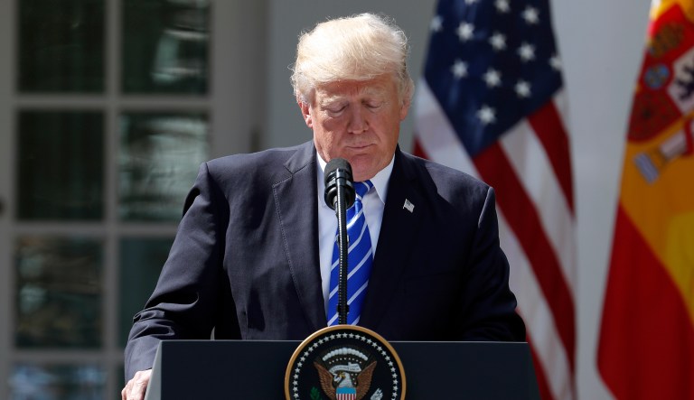 Trumpâs approval rating remains stuck in the mid-thirties, with 36 percent of American voters approving of the job the president is doing. (AP Photo/Alex Brandon)