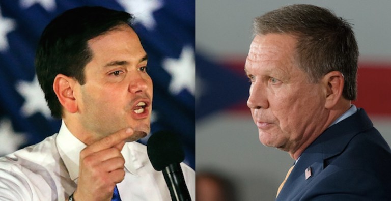Marco Rubio and John Kasich may have a tougher time winning their home states after Trump's latest victories Tuesday night. (AP images)