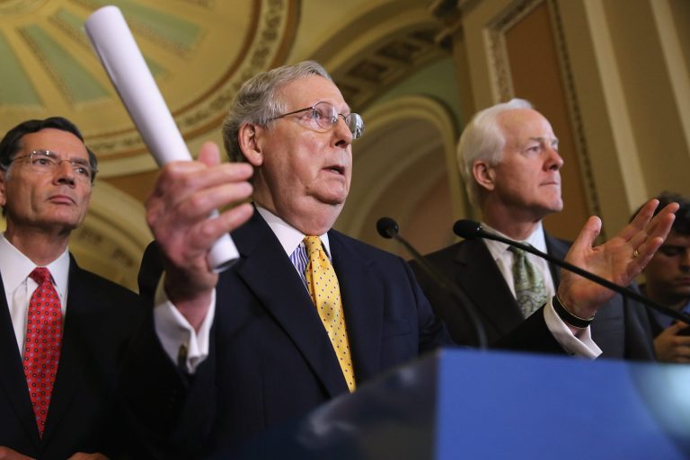 Senators voted 62-36 to begin debate on a $47 billion measure authorizing surface infrastructure projects for six years.Â (Photo by Chip Somodevilla/Getty Images)