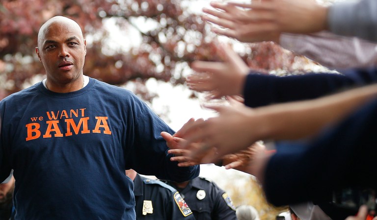 Former NBA player Charles Barkley, who played basketball at Auburn in the early 1980s, was present on campus for the unveiling of a statue in his likeness outside the Auburn basketball arena. (AP Photo/Brynn Anderson)
