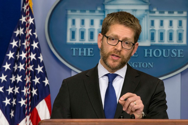 White House press secretary Jay Carney, shown here Monday, said that young people are late to the party on signing up for Obamacare. (AP Photo/Jacquelyn Martin)