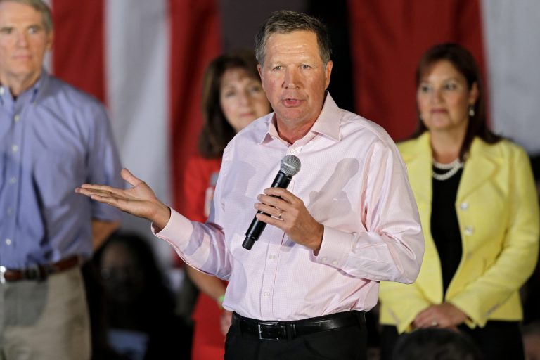 This Sept. 29, 2014, file photo shows Ohio Gov. John Kasich as he speaks at a GOP Get Out the Vote rally in Independence, Ohio.Â Kasich, a possible 2016 contender, had a dust-up this week when the Associated Press reported pro-Obamacare comments he made.Â (AP Photo/Mark Duncan, File)
