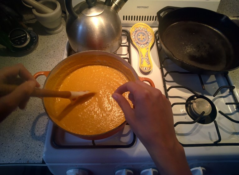 In this April 3, 2014, photo taken with Google Glass, AP reporter Barbara takes a photo of what she is cooking in New York. (AP Photo)