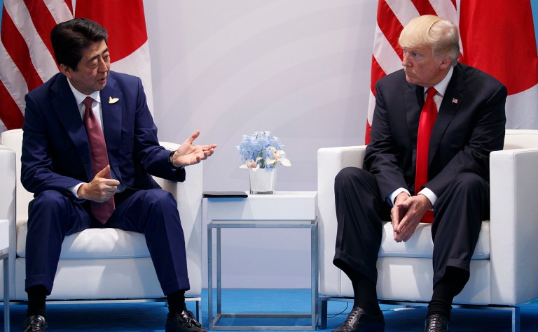 The meeting comes after North Korea test fired what the Pentagon said was an intercontinental ballistic missile on Tuesday. (AP Photo/Evan Vucci)