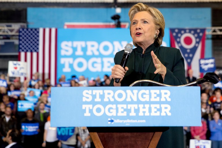 If the election was held this week, the most likely outcome would be 326 votes for Clinton and 212 for Trump. (AP Photo/Andrew Harnik)