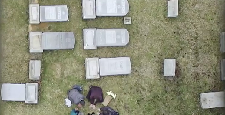 Officials at the Waad Hakolel Cemetery, known as the Stone Road Cemetery, reported five toppled headstones. (Screenshot/Victoria Freile)