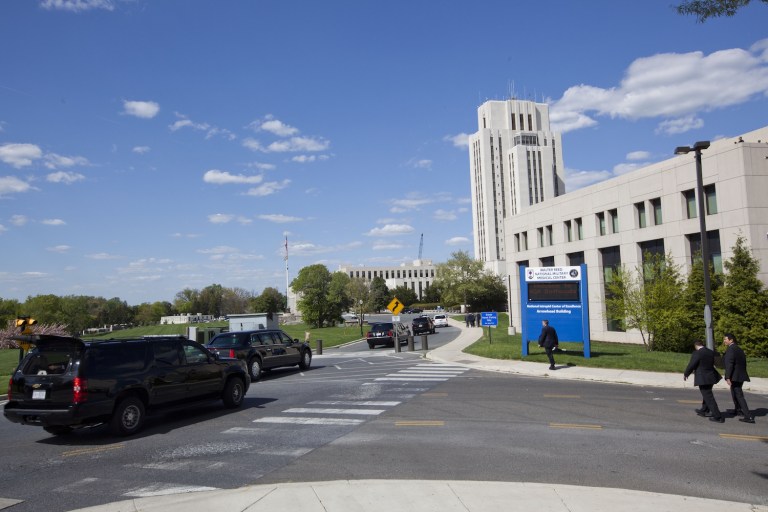 Walter Reed is located in Bethesda, Md., across the street from the headquarters of the National Institutes of Health. (AP Photo/Pablo Martinez Monsivais)