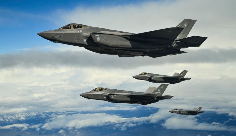 The Defense Department unveiled a proposed $574 billion base budget and a $65 billion war fund on Tuesday. It calls for purchasing 70 Lockheed Martin F-35 fighters. (U.S. Air Force photo/R. Nial Bradshaw)