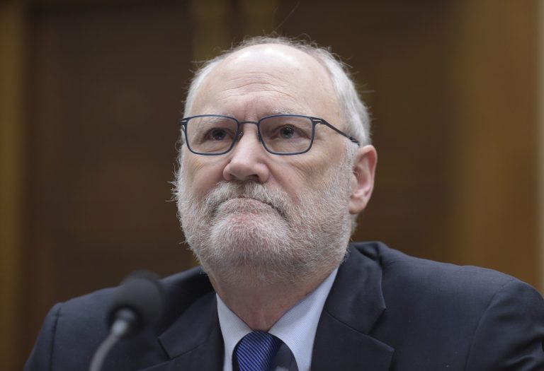 Ninth Circuit Chief Circuit Judge Sidney Thomas testifies on Capitol Hill in Washington, Thursday, March 16, 2017, at a House Justice subcommittee on Courts, Intellectual Property and the Internet hearing on restructuring the U.S. Court of Appeals for the Ninth Circuit. (AP Photo/Susan Walsh)