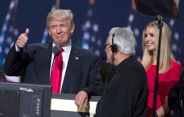 Presumptive Republican presidential nominee Donald Trump on Thursday will deliver his first major address since securing the nomination this week at the Quicken Loans Arena in Cleveland. (AP Photo/Evan Vucci)