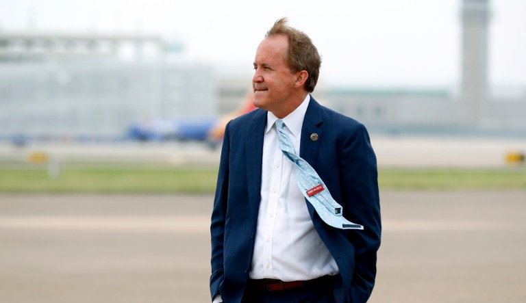 Texas State's Attorney General Ken Paxton sued the Biden administration on Thursday to block guidance compelling medical professionals to perform abortions in emergency circumstances. In this June 28, 2020 file photo, Paxton waits on the flight line for the arrival of Vice President Mike Pence at Love Field in Dallas. (AP Photo/Tony Gutierrez, File)