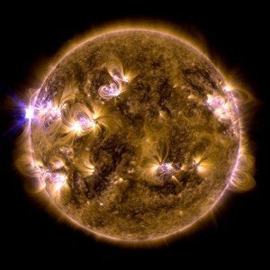 AP Photo/NASA Solar Dynamics Observatory
This blend of two images taken by NASA's Solar Dynamics Observatory shows a solar eruption that occurred on May 12. Scientists say the Mother's Day solar flare was the strongest of the year and occurred on the side of the sun that faced away from Earth.